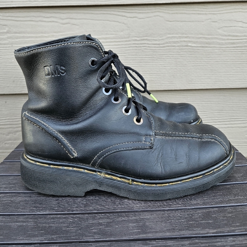 Dr Martens 9303 Vintage Black Leather Combat Boots Lace Up Made England Mens 8